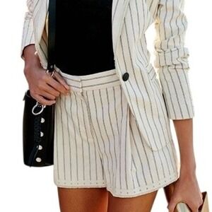 Rag & Bone Pleated Millie Pinstripe High Waist Twill Shorts Size 6